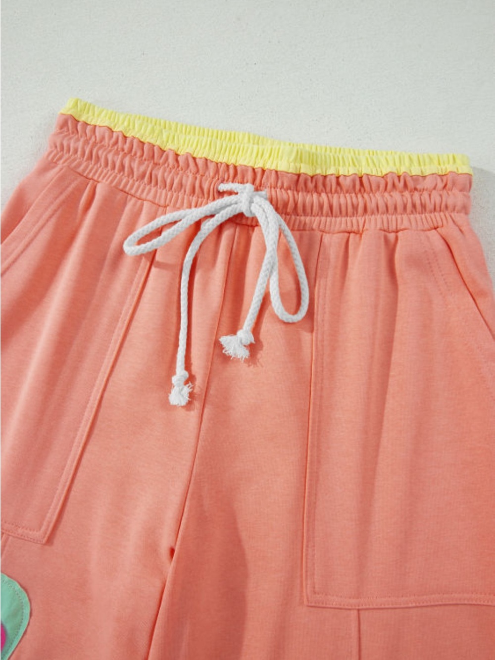 Women’s Wide-Leg Floral Appliqué Pants - Coral - Picture 7 of 9